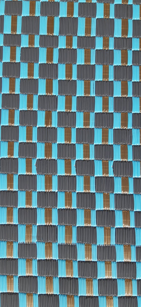 Natte plastique damier bleu gris et or