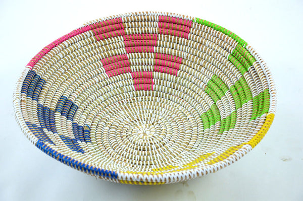 Corbeille à fruits Mosaïque blanche carrés oranges, verts et noirs