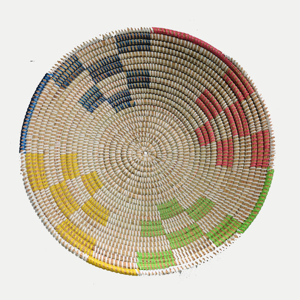 Corbeille à fruits Mosaïque blanche carrés oranges, verts et noirs