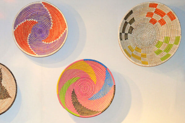 Corbeille à fruits Mosaïque blanche carrés oranges, verts et noirs