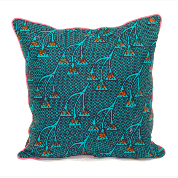 Coussin africain wax bleu