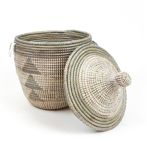 Panier à linge africain blanc triangles gris