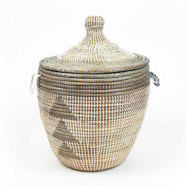 Panier à linge africain blanc triangles gris