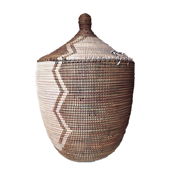 Panier à linge africain blanc zig zag noir
