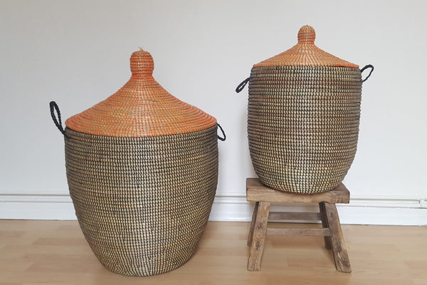 Panier à linge africain noir et orange