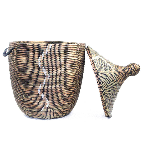Panier à lige africain noir zigzag blanc
