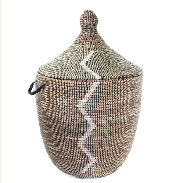 Panier à lige africain noir zigzag blanc