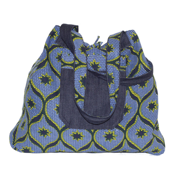 Sac cabas Wax bleu marine et jaune réversible jean