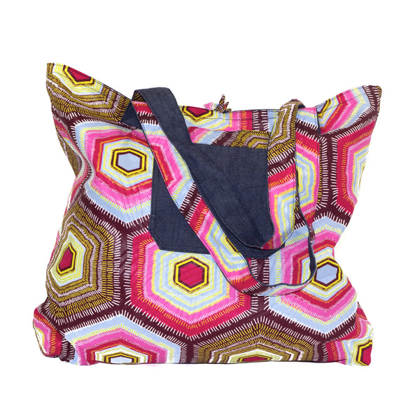 Sac cabas wax rose réversible jean